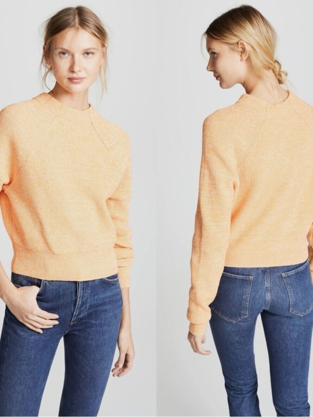 Free People Peach-Orange Crewneck Sweater Medium